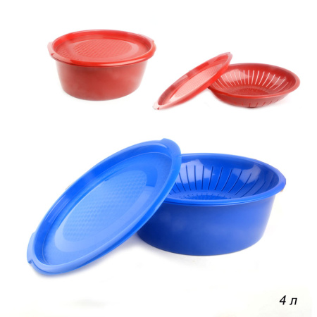 Миска с крышкой 4,0 л и дуршлаг / П-50-23-1ТХ /уп 8/ оваль.