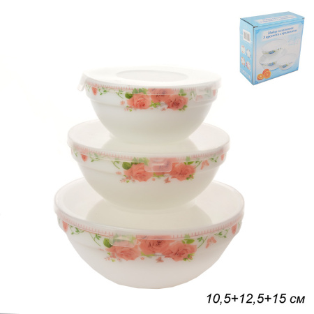 Салатник с крышкой 3 предмета / SW3A-XN(6752) /уп 18/ К