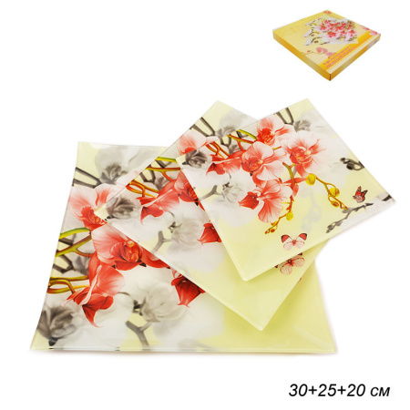 Тарелки квадратные 3 предмета / JS08/10/12 P050 /уп 8/