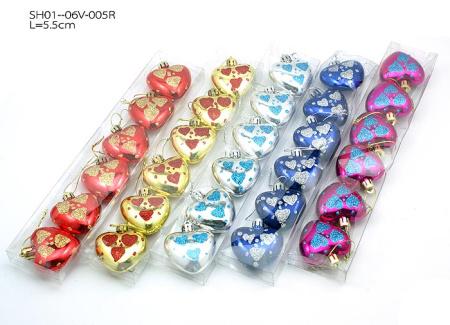 Набор новогодних украшений 6 шт. SH01-06V-005R /уп.300/