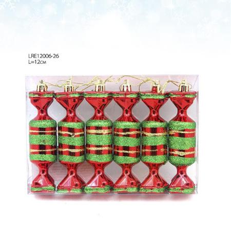 Елочные украшения 6 штук Конфеты / LRE12006-26#121 /уп.180/красный