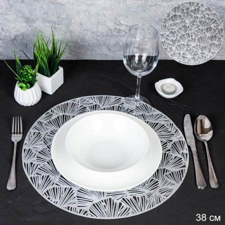 Салфетка для сервировки стола 38 см ШТУЧНО / 435-48silver /уп 12/180/