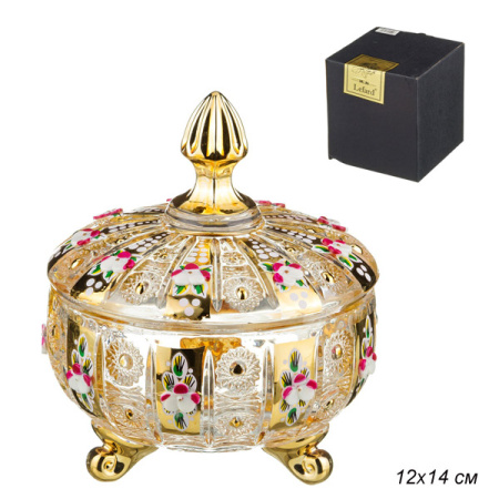 Конфетница 12 см см Голден / 195-103 /уп / с крышкой