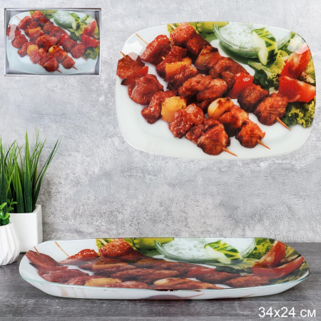 Блюдо прямоугольное глубокое 34х24 см / S445014C - T311 /уп 12/ Шашлык