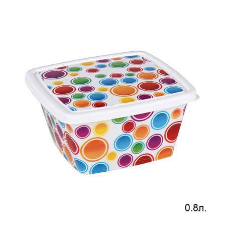 Контейнер для СВЧ 0,8 л Конфетти / М4404 /уп.32/ квадратный