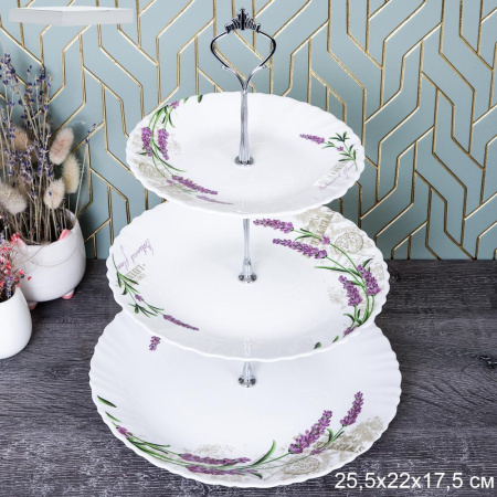Ваза для фруктов 3-х ярусная / WG-3/LXP70/85/100 (18142) /уп 12/ Лаванда