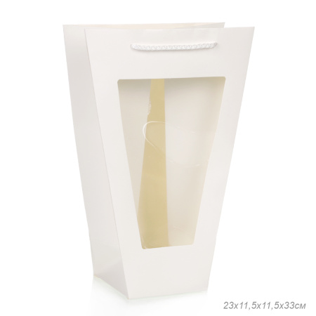 Пакет подарочный с окном 33х23х11,5х11,5 / 904-61 /уп 10/200/белый