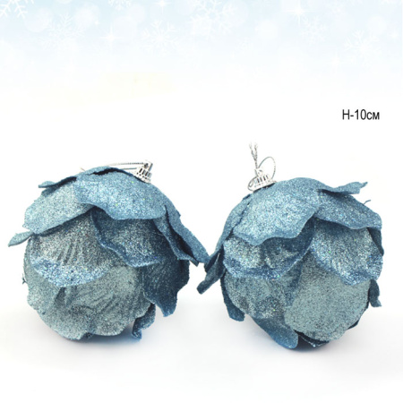 Елочный шар 2 штуки 10 см голубой АКЦИЯ / CQ1326/10 /уп.120/