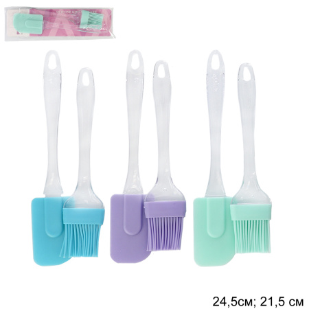 Кисточка и лопатка силиконовая 24,5 см / RK-103-1 /уп 60/240/ (50)