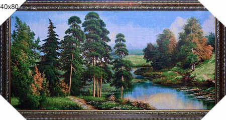 Картина гобелен 40x80 Бревенчатый мостик / F093 /10006-3/золотая нить