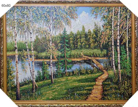 Картина гобелен 60х80 Березовый край / F317/PS2677 G/золотая нить