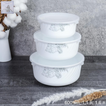 Салатник с крышкой 3 предмета / HDW3B-XN (7463) /уп 12/