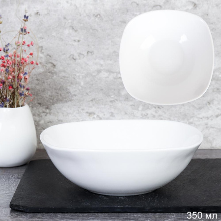 Салатник квадратный 350 мл 139 мм / SQ/FLFW55 (WHITE) /уп 72/