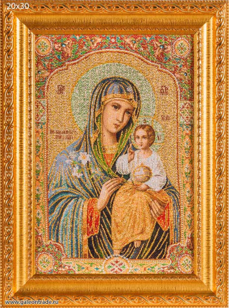 Икона Богородица неувядаемый цвет 20х30 гобелен / N101/KS4219-4/