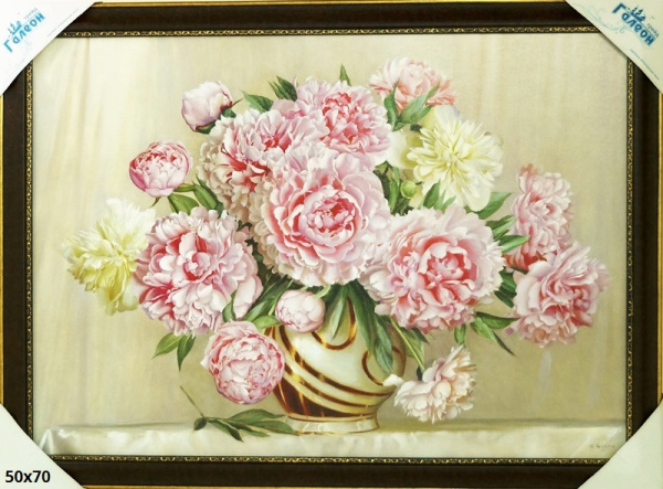 Репродукция картины 50x70 Пионы сиреневые / БИ16 /10059-1/