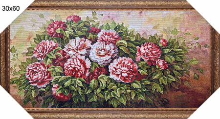 Картина гобелен 30х60 Пионы / H293 /10057-1/