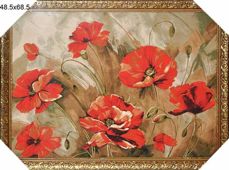 Картина гобелен 48,5х68,5  Акварель маки /10079-1/