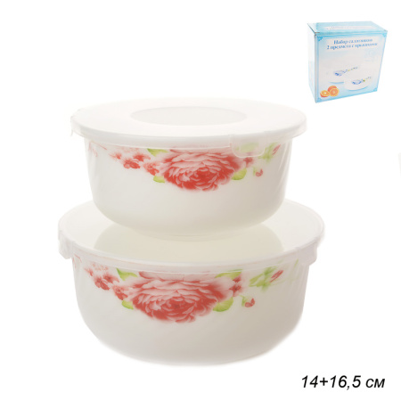 Салатник с крышкой 2 предмета / HDW2B-XN (6643) /уп 12/ К