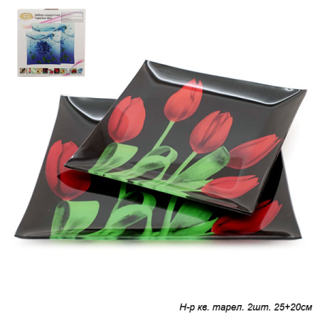 Тарелки квадратные 2 предмета 25 и 20 см / 1002-Z297 /уп.12/