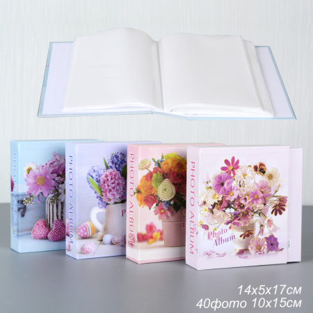 Фотоальбом 40 фото 10х15 Цветы / 9528 /уп 72/ (персиковый)