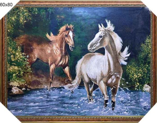 Картина гобелен 60х80 Купание коней / D230 /JR848-1003/