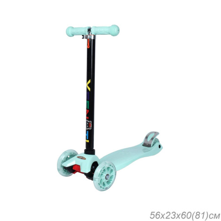 Самокат 3-х колесный 4108 зеленый /уп6/ светятся колеса