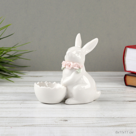 Фигурка Кролик с цветами / 19068 /уп 48/