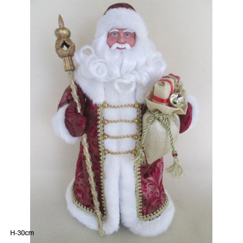 Новогодняя фигурка Дед Мороз в бордовом костюме /39096