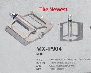 Педаль для MTB MIXIEER MX-P904, фрезерованный CNC алюминий, CR-MO ось 3 пром.подшипника, 9/16, 1 пар