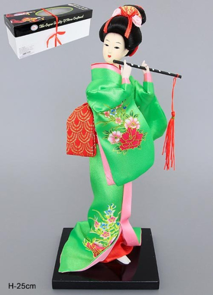 Статуэтка Японка салатовое кимоно 25 см / 170718