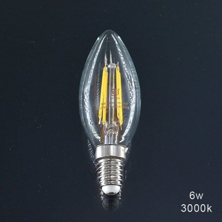 Светодиодная лампа Filament C37L-F 6W E14 3000K (60W)