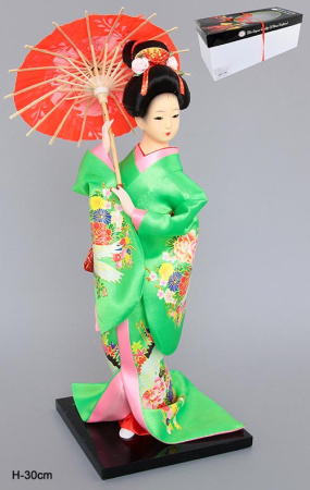 Статуэтка Японка салатовое кимоно 30 см / 170724