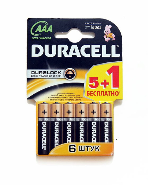 Батарейка Duracell LR03 BL6 5+1 (уп6/60)
