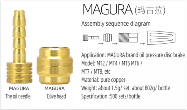 Набор оливка+игла MAGURA для гидролиний гидравлических тормозов SHIMANO, 500 штук в банке.