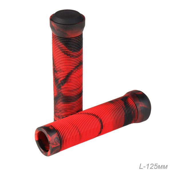 Грипсы 125мм. Цвет: красный/черный, 2 шт + заглушки. Упаковка: тайкард. Материал: TPE / BG-145TK-TPE