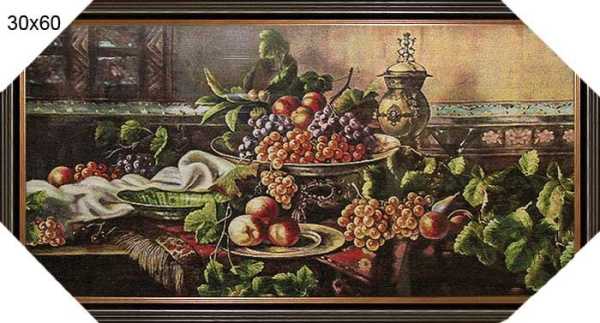 Картина гобелен 30х60 Натюрморт с виноградом  / J126/343-225/