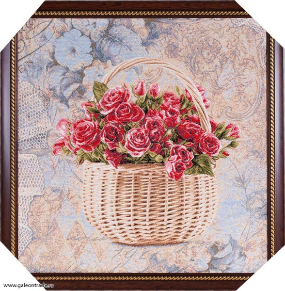 Картина гобелен 47х48 Корзина с розами /10092-1/иваново